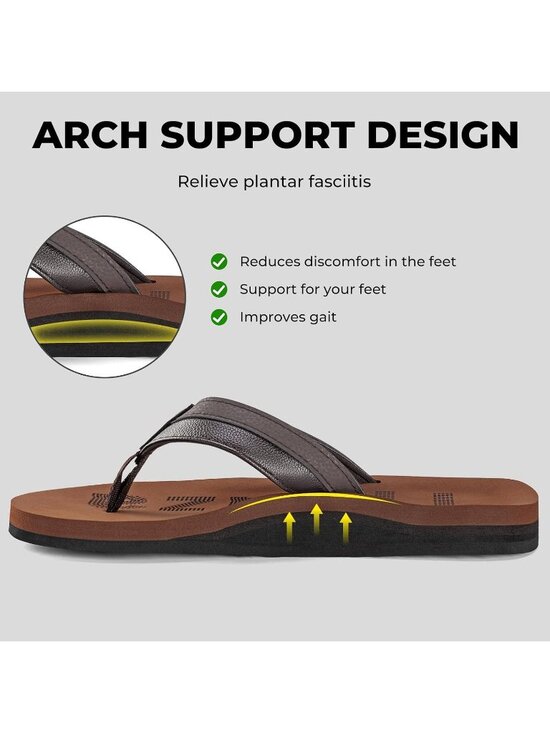 Men\'s Brown Flip Flops With Arch Support Summer Outdoor Beach Sandals main image 6